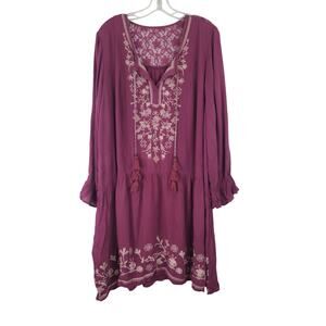 Targe Plum Embroidered Boho Bohemian Dress Target Size 2X